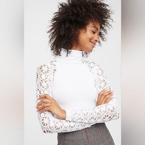 Free People Intimates Ribbed Lace Turtleneck
